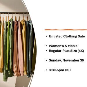 Unlisted Clothing Show Flyer- Like to be notified- Men's & Women's